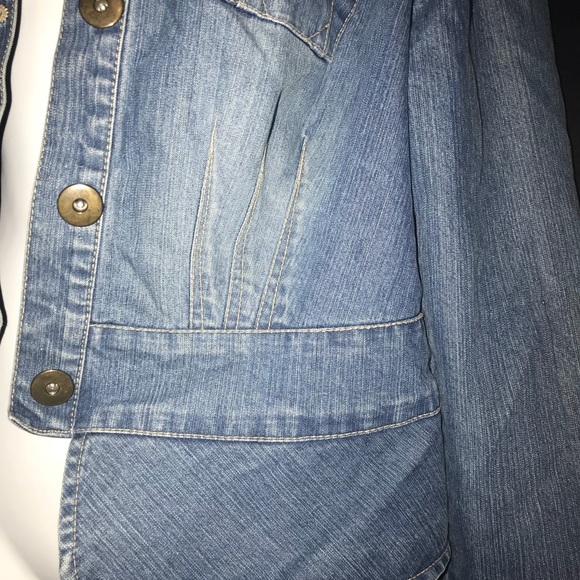 French Cuff Denim Jean Jacket Size L EUC - Picture 4 of 8